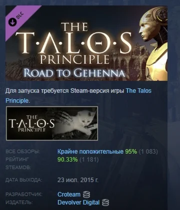 The Talos Principle: Road To Gehenna DLC STEAM РОССИЯ