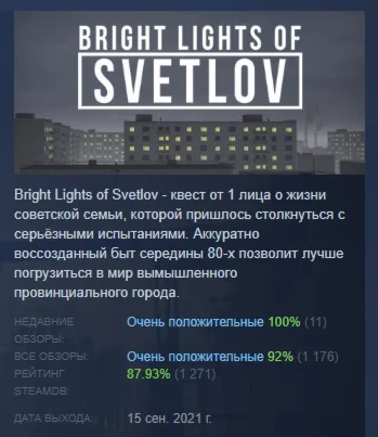 Bright Lights of Svetlov АВТОДОСТАВКА STEAM РОССИЯ