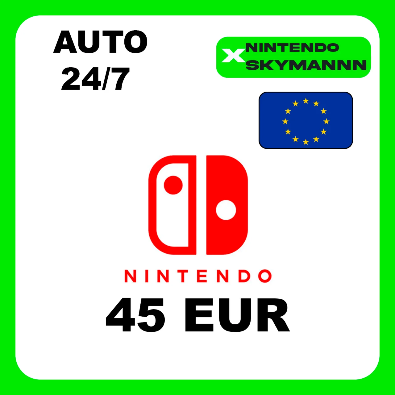 АВТО КАРТА ПОПОЛНЕНИЯ Nintendo eShop 45 EUR ЕВРОПА 24/7