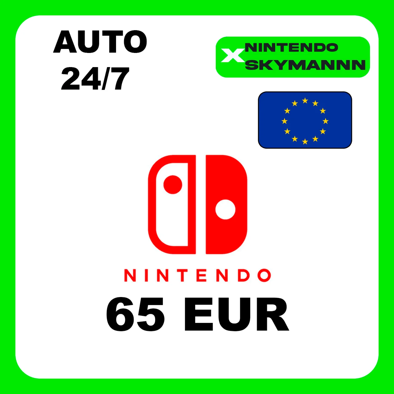 АВТО КАРТА ПОПОЛНЕНИЯ Nintendo eShop 65 EUR ЕВРОПА 24/7