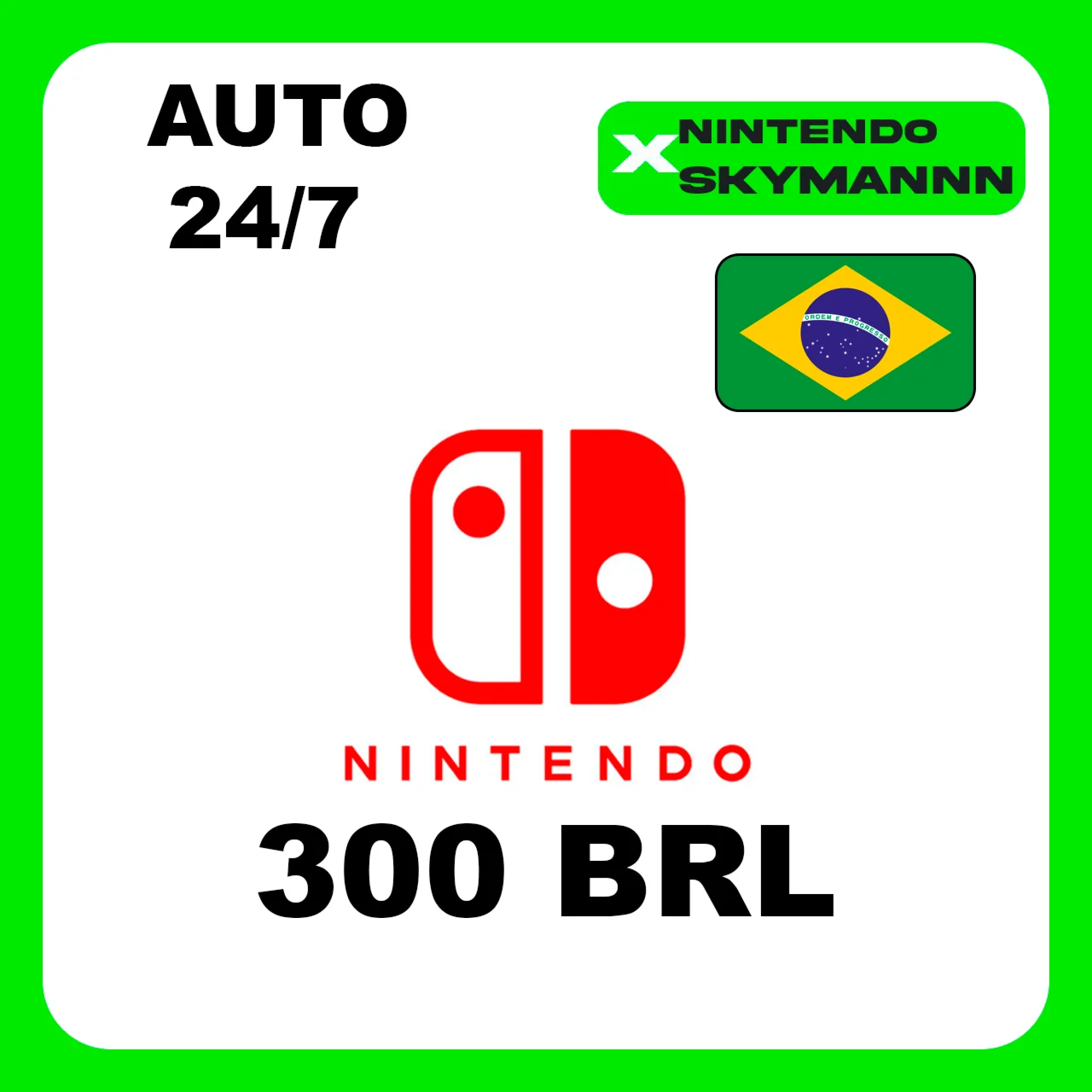 АВТО КАРТА ПОПОЛНЕНИЯ Nintendo eShop 300 BRL БРАЗИЛИЯ