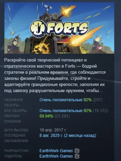 Forts АВТОДОСТАВКА STEAM GIFT РОССИЯ