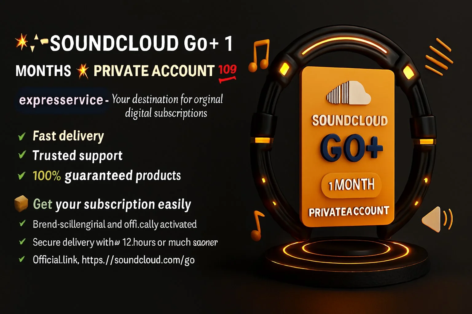 💥🎧SOUNDCLOUD★ Go+ 1 МЕСЯЦ ★ЧАСТНЫЙ АККАУНТ ★💯🎧