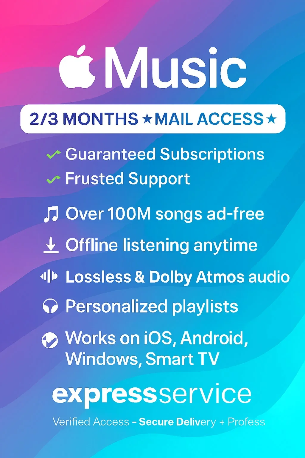 💥APPLE MUSIC PRO INDIVIDUEL ДОСТУП К ПОЧТЕ НА 2/3 МЕСЯ