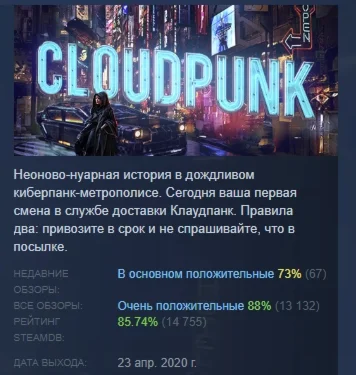 Cloudpunk АВТОДОСТАВКА STEAM РОССИЯ
