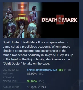 Spirit Hunter: Death Mark II STEAM GIFT РОССИЯ