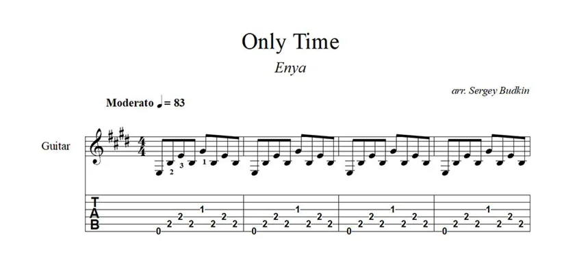 Only Time (Enya) ноты для гитары