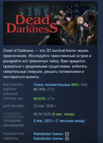 Dead of Darkness АВТОДОСТАВКА STEAM РОССИЯ