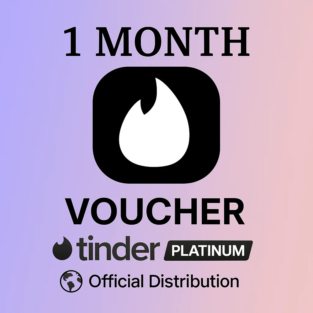 TINDER PLATINUM 1 MONTH CODE 24/7 VOUCHER INSTANT