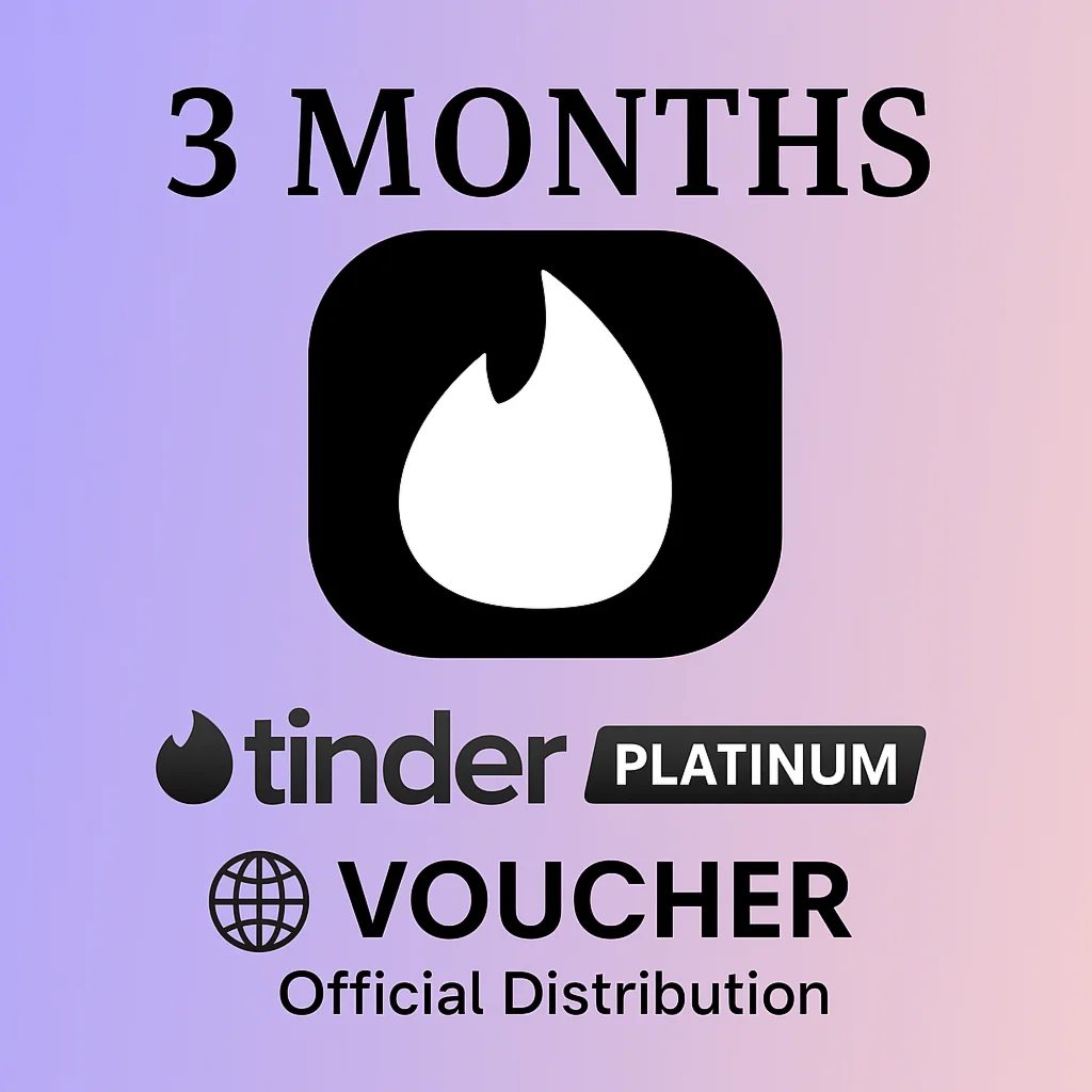 TINDER PLATINUM 3 MONTHS CODE 24/7 VOUCHER INSTANT