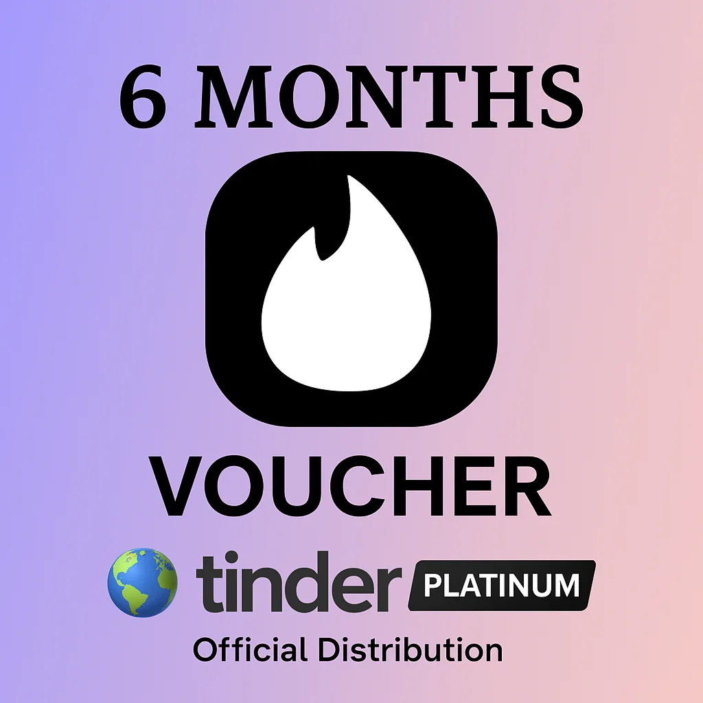 TINDER PLATINUM 6 MONTHS CODE 24/7 VOUCHER INSTANT