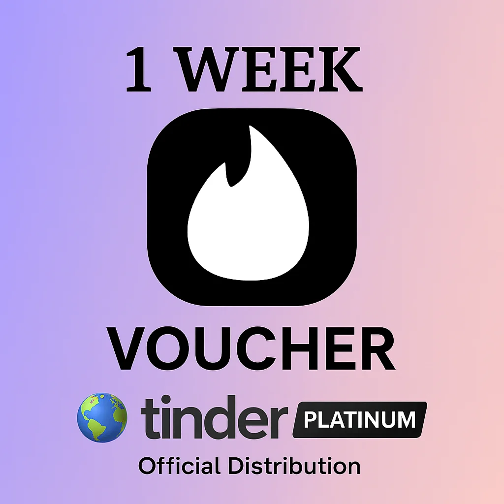 TINDER PLATINUM 1 WEEK CODE 24/7 VOUCHER INSTANT