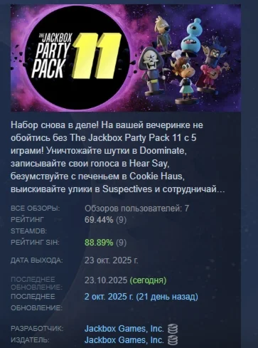 The Jackbox Party Pack 11 АВТОДОСТАВКА STEAM РОССИЯ
