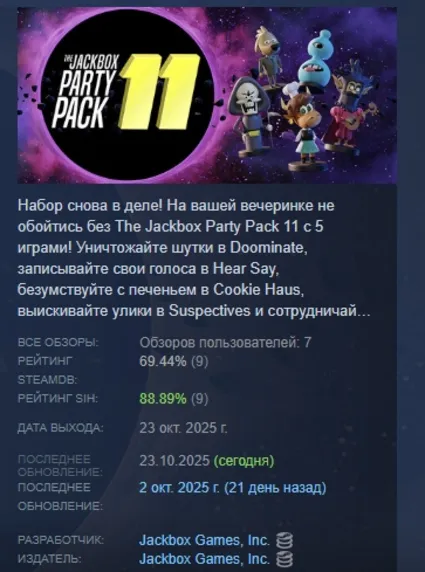 The Jackbox Party Pack 11 АВТОДОСТАВКА STEAM РОССИЯ