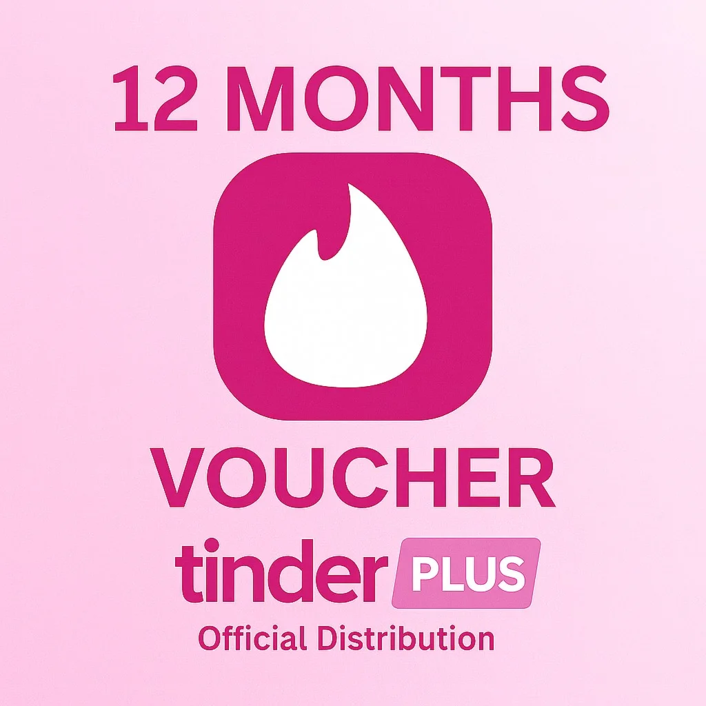 TINDER PLUS 12 MONTHS CODE 24/7 VOUCHER INSTANT