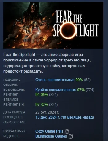 Fear the Spotlight \ Бойтесь Свет Софитов STEAM РОССИЯ