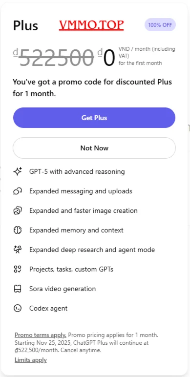 ChatGPT Plus 1 Months (PROMO CODE)