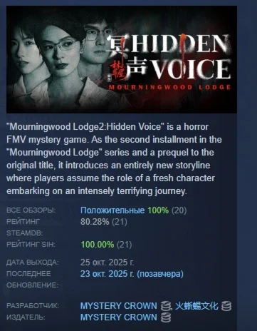Mourningwood Lodge2:Hidden Voice STEAM РОССИЯ