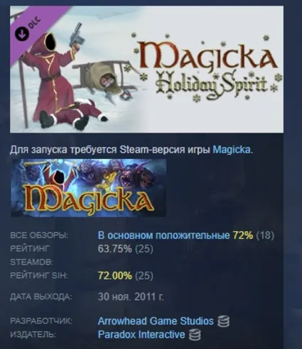 Magicka: Holiday Spirit Item Pack DLC STEAM GIFT РОССИЯ