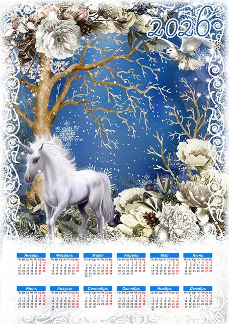 Календари на 2026 год (детские) - комплект из 4 psd.