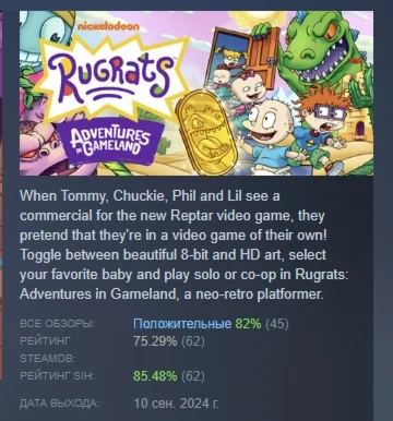 Rugrats: Adventures in Gameland STEAM РОССИЯ