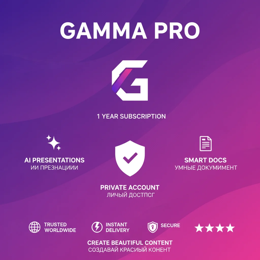 Gamma AI Pro 1 год | Скидка 90% | Ограниченное