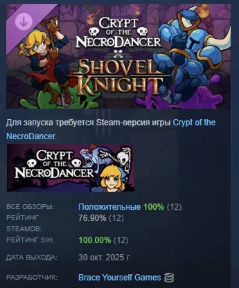 DLC для Crypt of the NecroDancer Shovel Knight персонаж