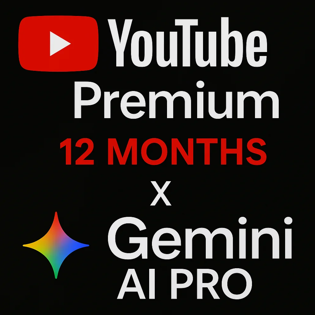 YOUTUBE PREMIUM 12 МЕСЯЦЕВ ИНДИВИДУАЛЬНАЯ (+GEMINI PRO)