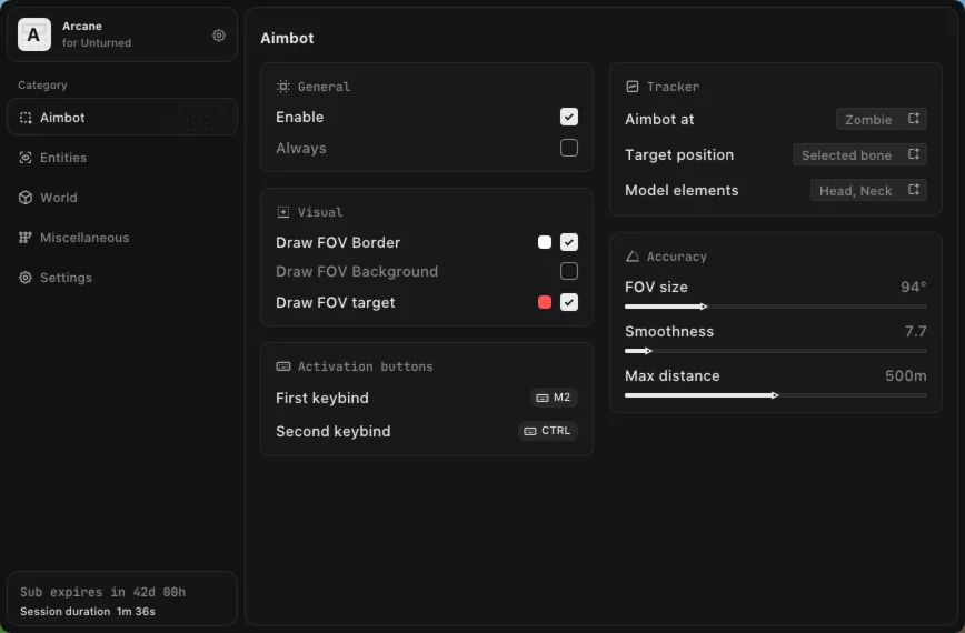 Рабочий чит Arcane для игры Unturned