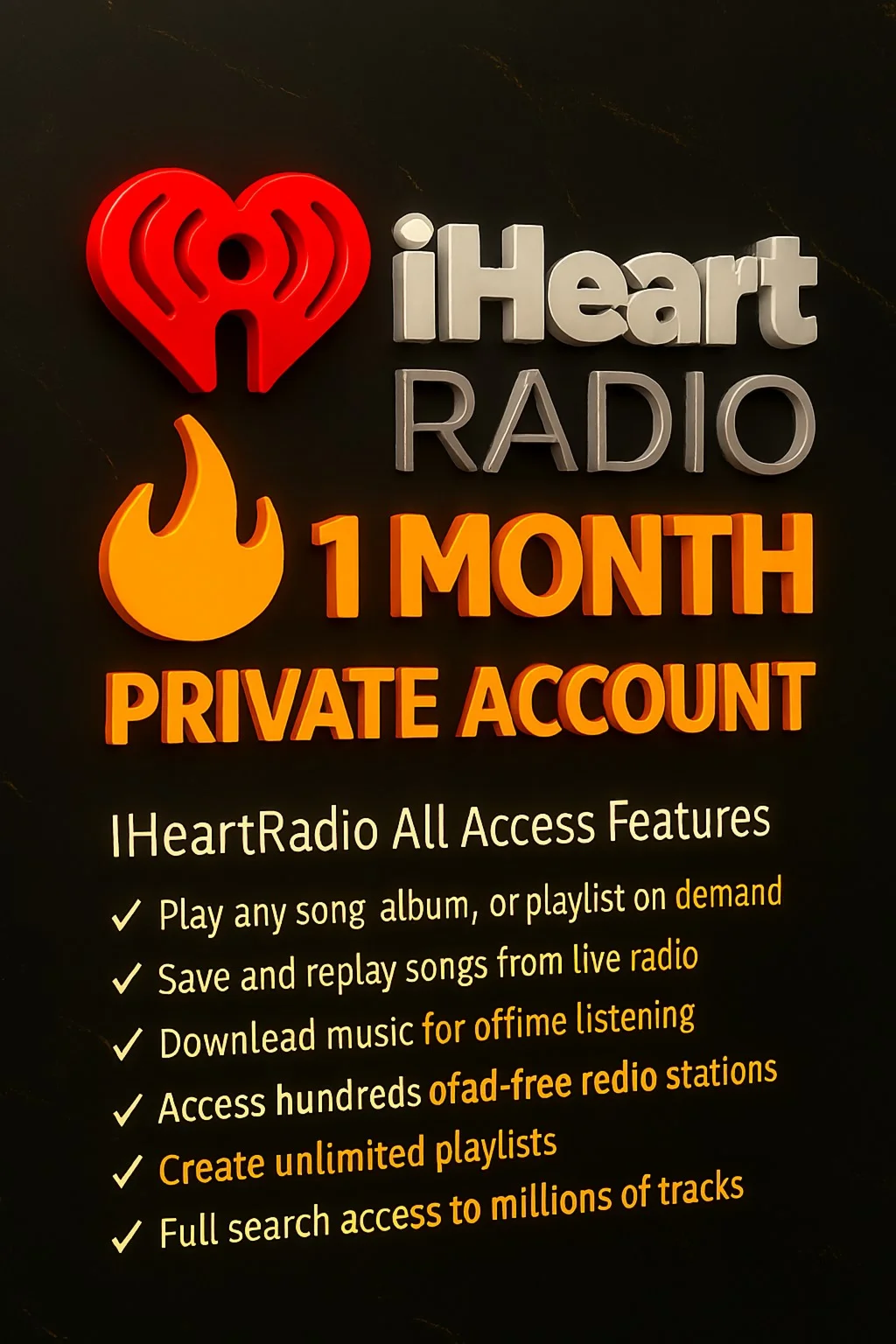 🎧✨iHeart: Music, Radio, Podcasts private account🎶💯