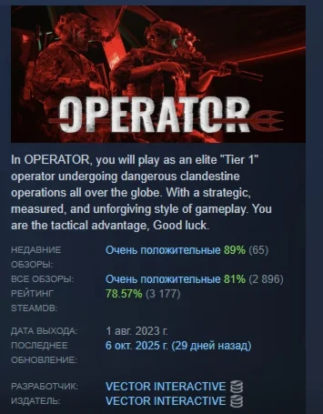 OPERATOR 2023 АВТОДОСТАВКА STEAM РОССИЯ