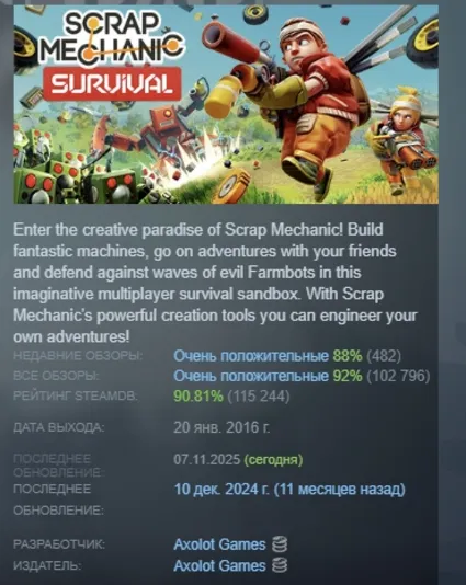 Scrap Mechanic АВТОДОСТАВКА STEAM GIFT РОССИЯ