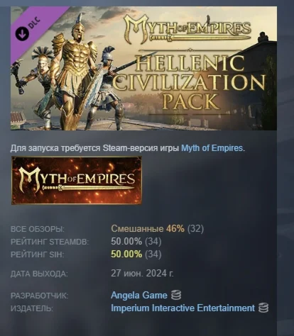 Myth of Empires Hellenic Civilization Pack DLC STEAM РФ