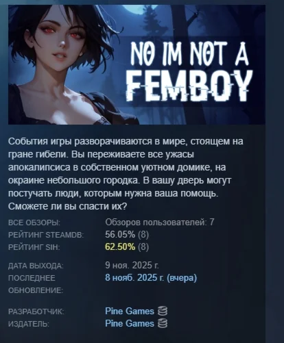 No, I'm not a Femboy АВТОДОСТАВКА STEAM РОССИЯ