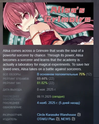 Alisa's Grimoire АВТОДОСТАВКА STEAM РОССИЯ