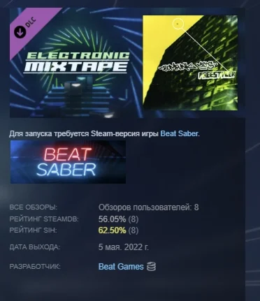 Beat Saber - Bomfunk MC's - Freestyler DLC STEAM РОССИЯ