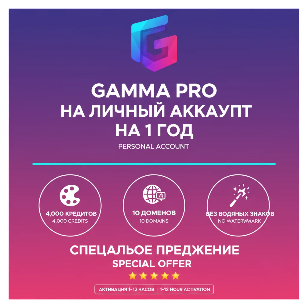 Gamma AI Pro 1 год | Скидка 90% | Ограниченное