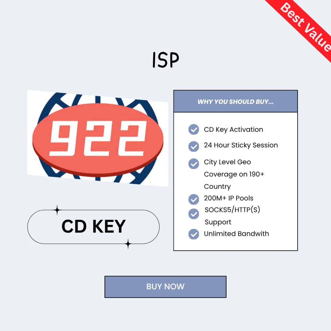 922 ISP PROXY CD KEY (ДОСТУПНЫ НЕСКОЛЬКО ВАРИАНТОВ)