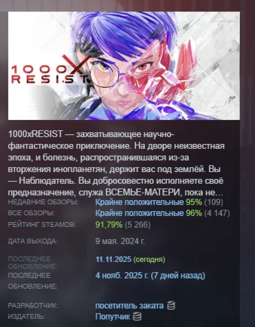1000xRESIST! АВТОДОСТАВКА STEAM GIFT РОССИЯ