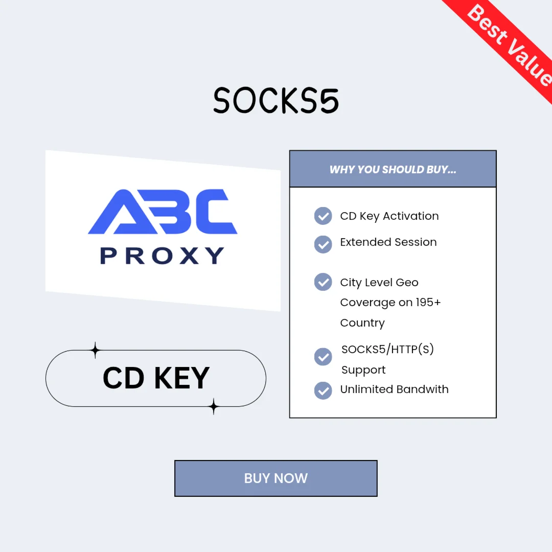 ABCProxy SOCKS5 CD KEY (ДОСТУПНЫ НЕСКОЛЬКО ВАРИАНТОВ)
