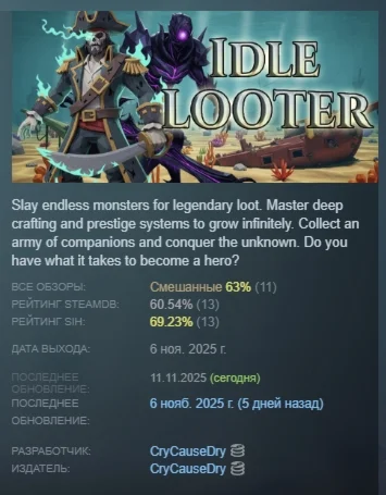 Idle Looter АВТОДОСТАВКА STEAM РОССИЯ