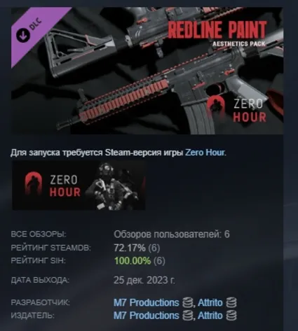 Zero Hour - Redline Aesthetics Pack DLC STEAM РОССИЯ
