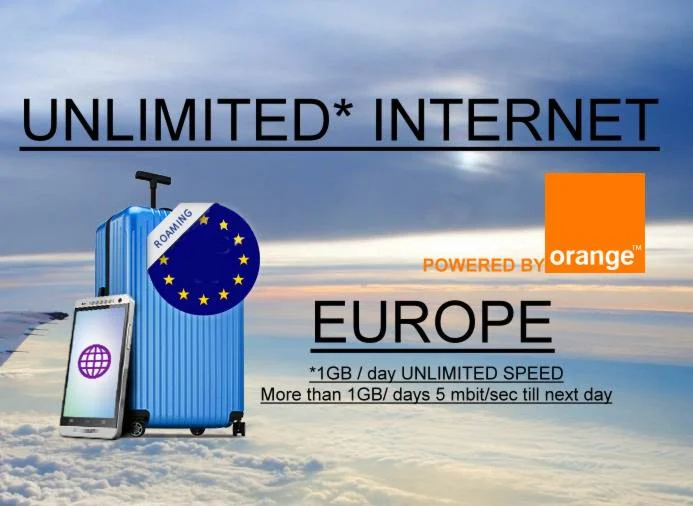 еSIM БЕЗЛИМИТНЫЙ Премиум Интернет в ЕС Европа