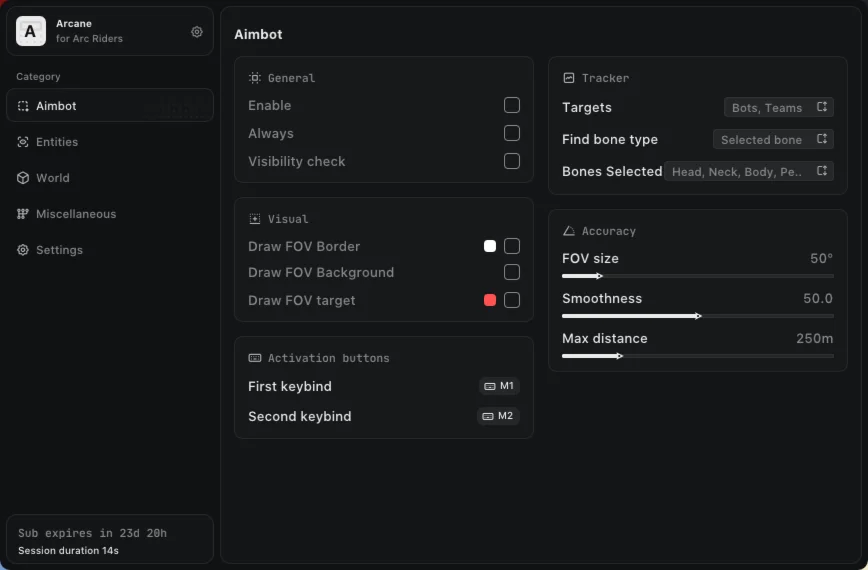 Рабочий чит Arcane для игры ARC Raiders