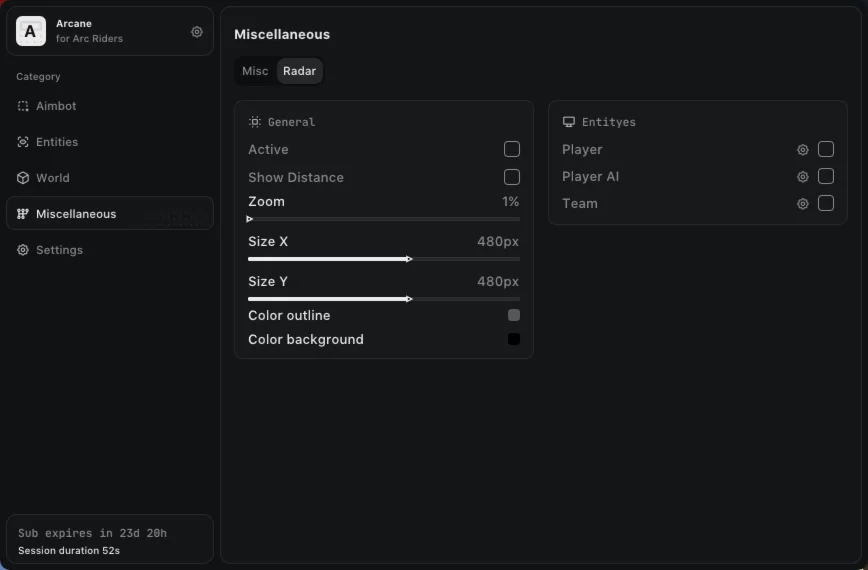 Рабочий чит Arcane для игры ARC Raiders