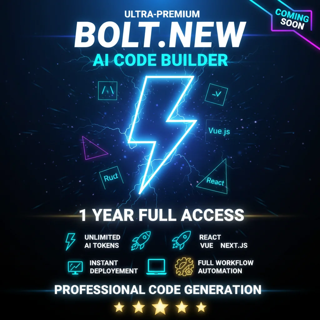 Bolt.new Pro 1 Год - AI Конструктор Кода | Мгновенная Р