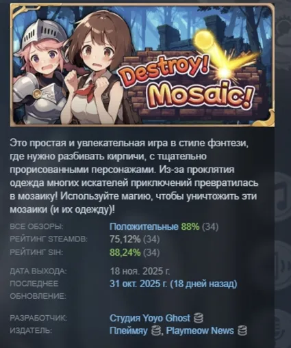Destroy! Mosaic! АВТОДОСТАВКА STEAM РОССИЯ