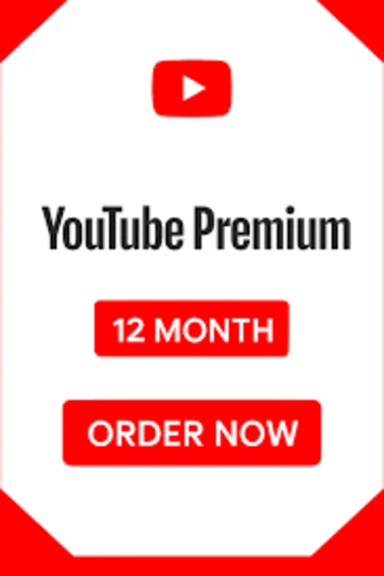 YouTube Premium: пополнение счета на 12 месяцев