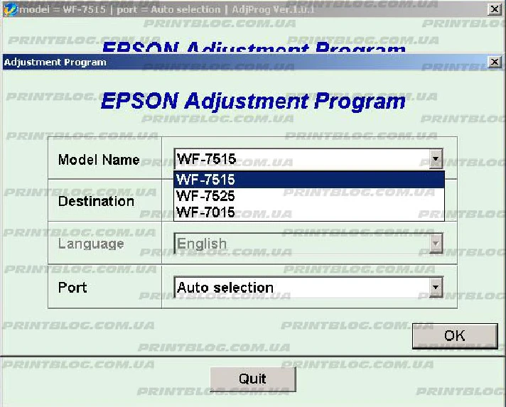 Adjustment program Epson WF-7515, WF-7015, WF-7525