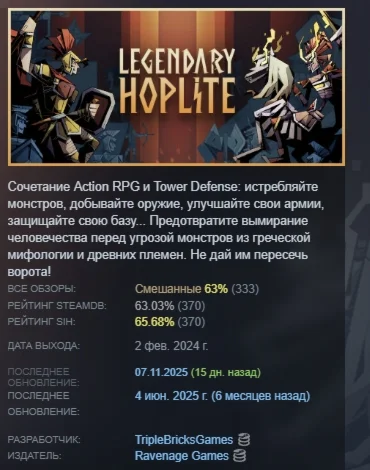 Legendary Hoplite АВТОДОСТАВКА STEAM GIFT РОССИЯ